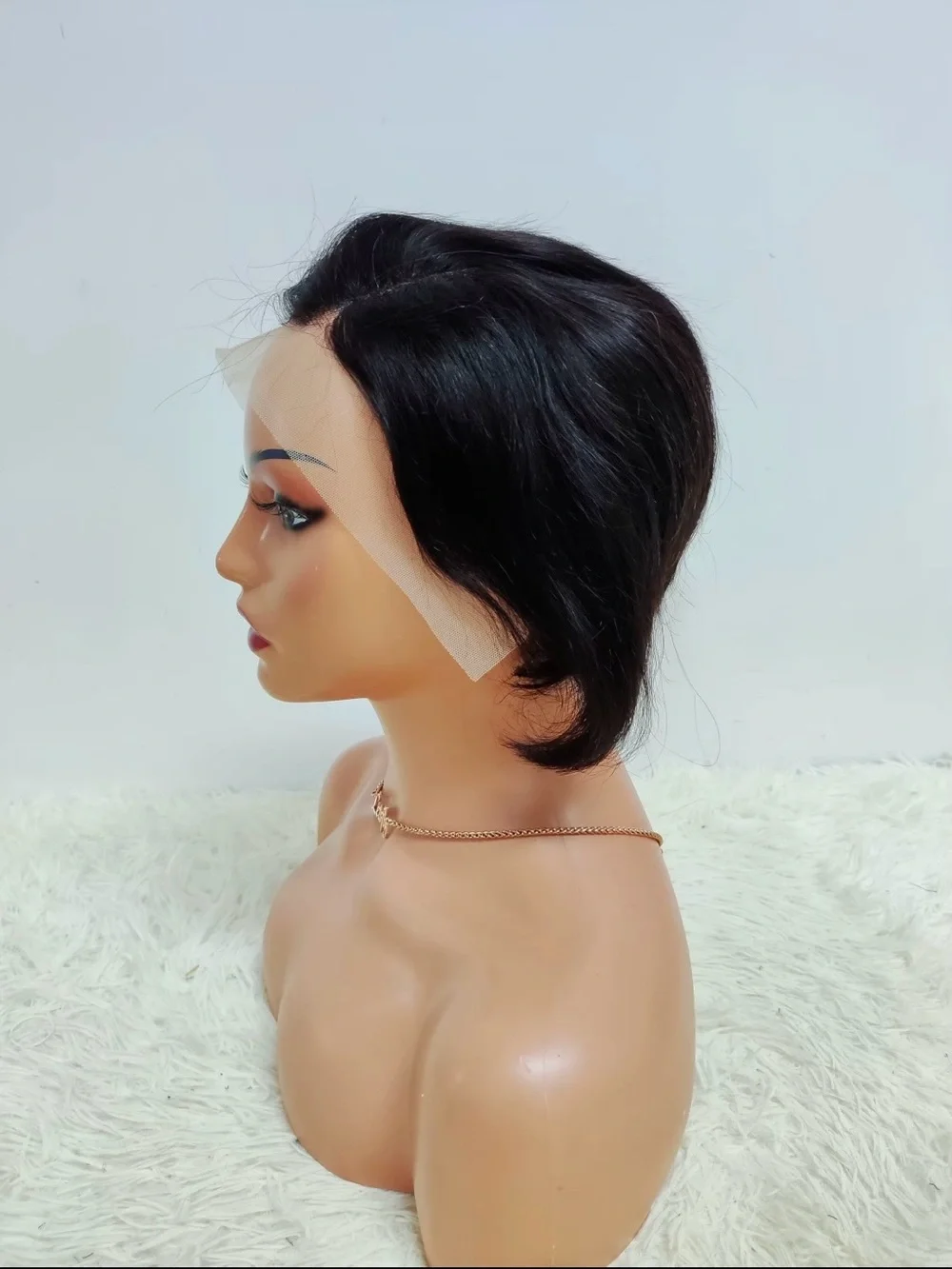 13x4 full frontal lace pixie 180% density 1b#  100%human hair Fast Shipping
